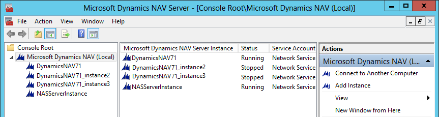 Console root with two server instances
